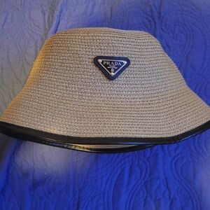 Prada Beige Woven Bucket Hat PLEASE READ DESCRIPTION